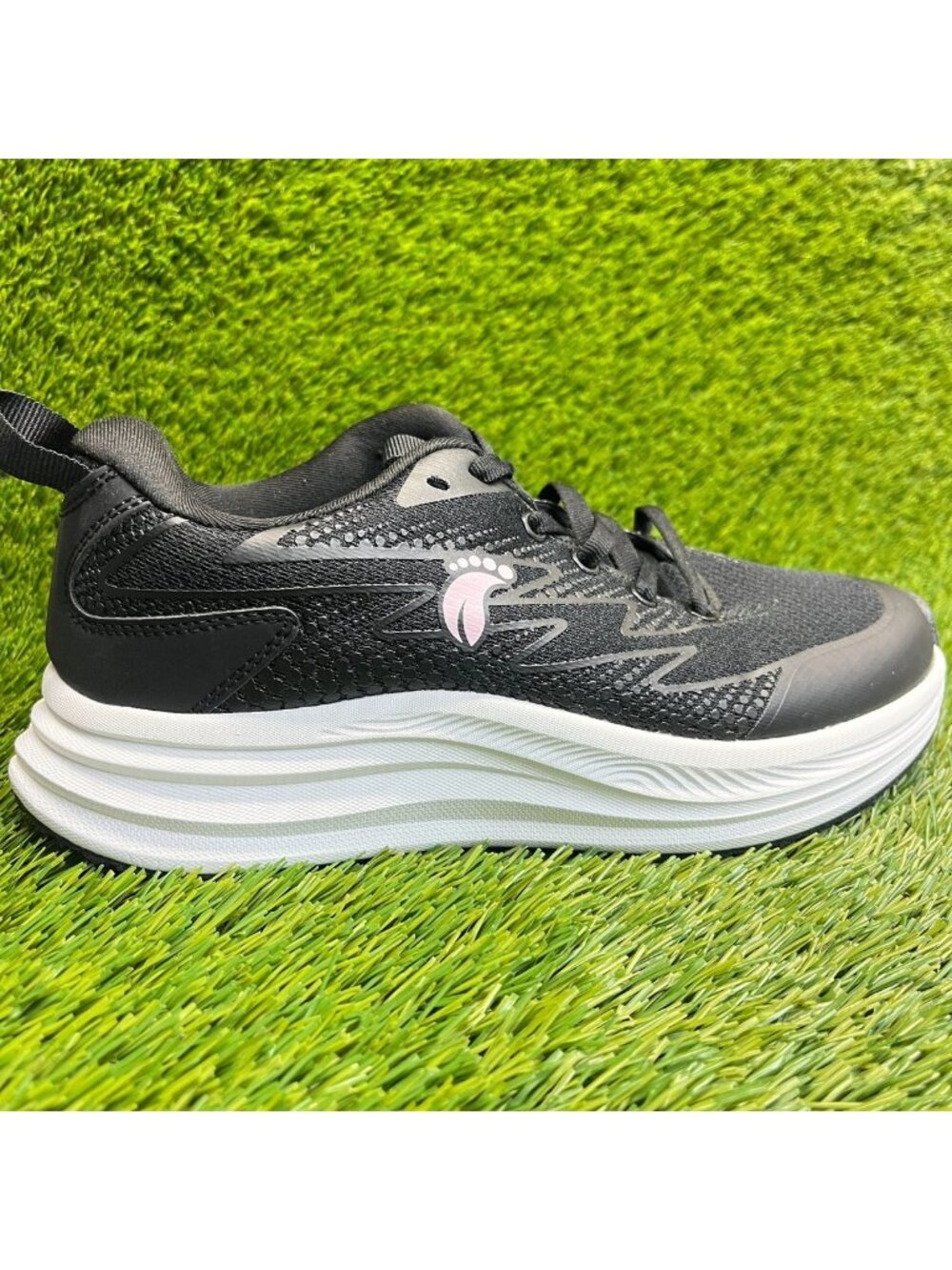 OrthoComfoot Orthopedic Womens Size 8 Black White Road Running Shoes Sneakers